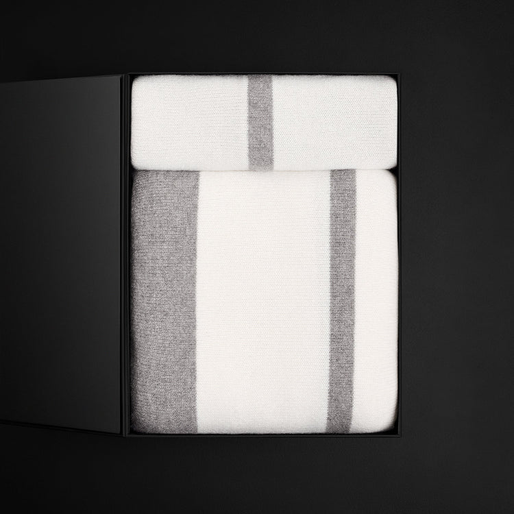 Striped Cashmere Home Gift Set In Taupe Melange/White | James Perse Los Angeles
