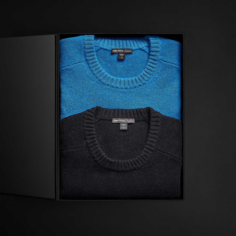 Men's Recycled Cashmere Sweater Gift Set in Black/Cobalt | James Perse Los Angeles