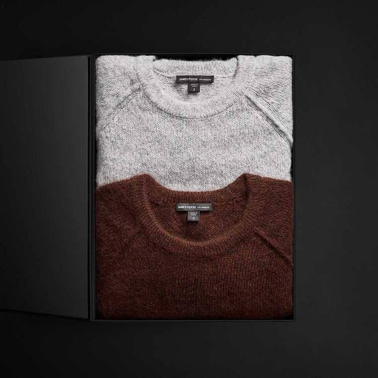 Men's Mid Gauge Cashmere Sweatshirt Gift Set in Americano/Heather Grey | James Perse Los Angeles