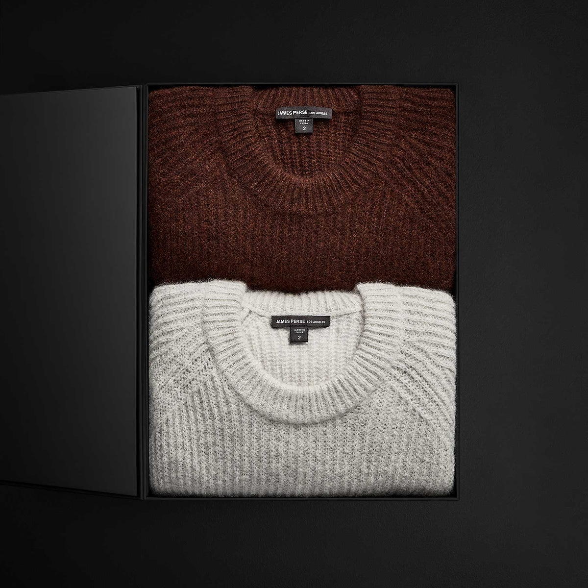 Women's Rib Raglan Crew Cashmere Gift Set in Americano/Mist | James Perse Los Angeles