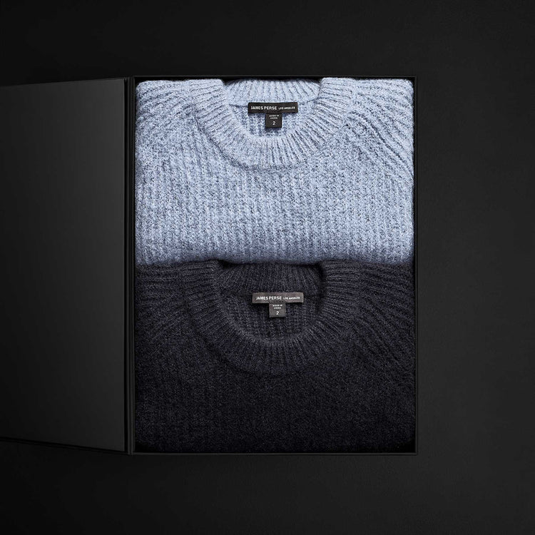 Women's Rib Raglan Crew Cashmere Gift Set in Atlantic/Black | James Perse Los Angeles