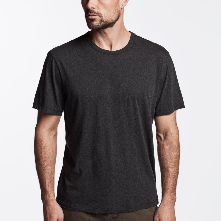 Luxe Lotus Jersey Tee - Heather Charcoal