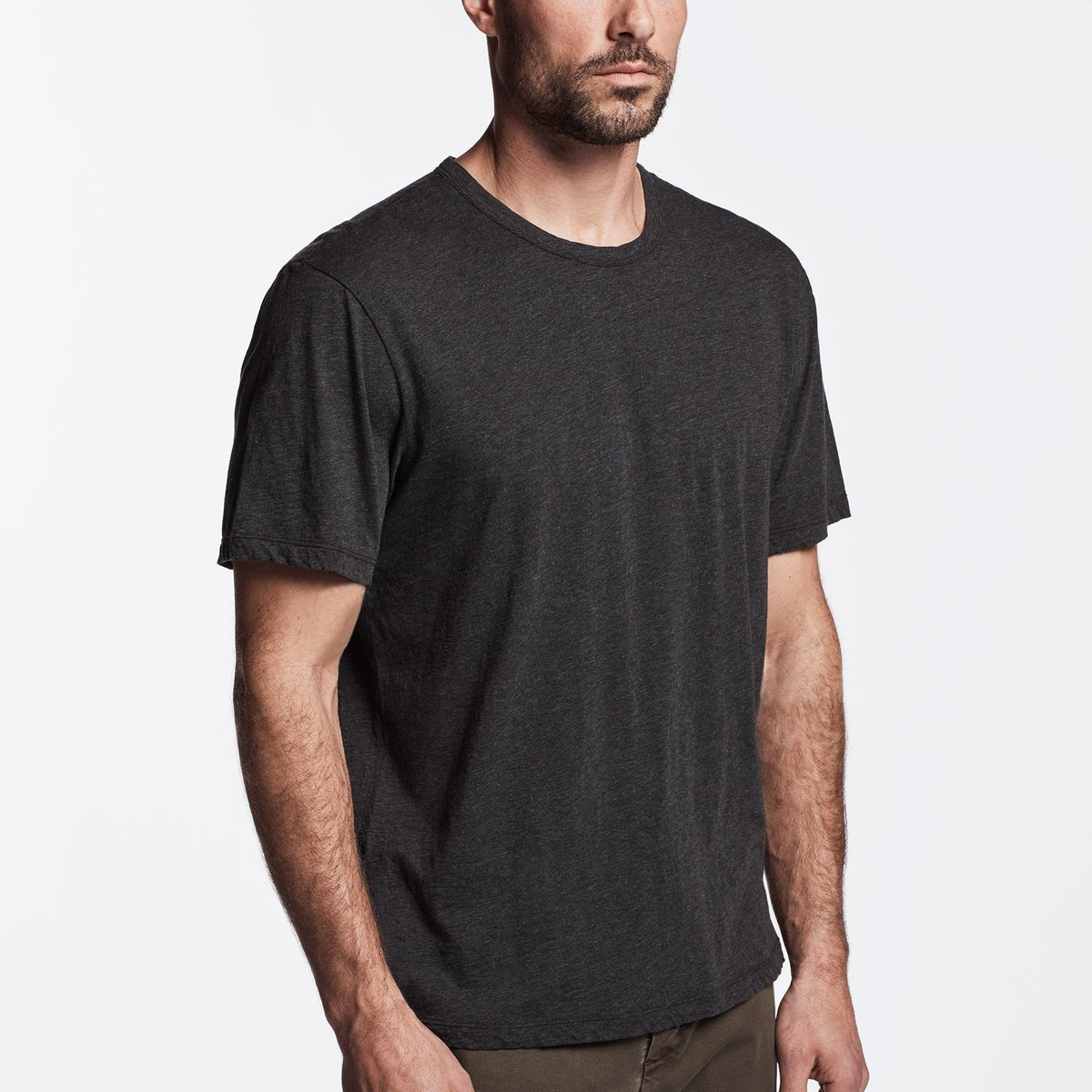 Luxe Lotus Jersey Tee - Heather Charcoal
