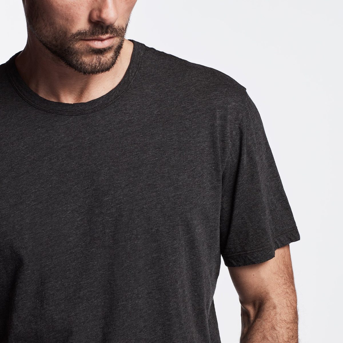 Luxe Lotus Jersey Tee - Heather Charcoal