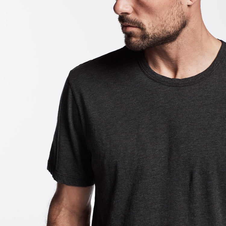 Luxe Lotus Jersey Tee - Heather Charcoal