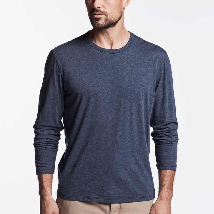 Luxe Lotus Jersey Crew - Heather Indigo