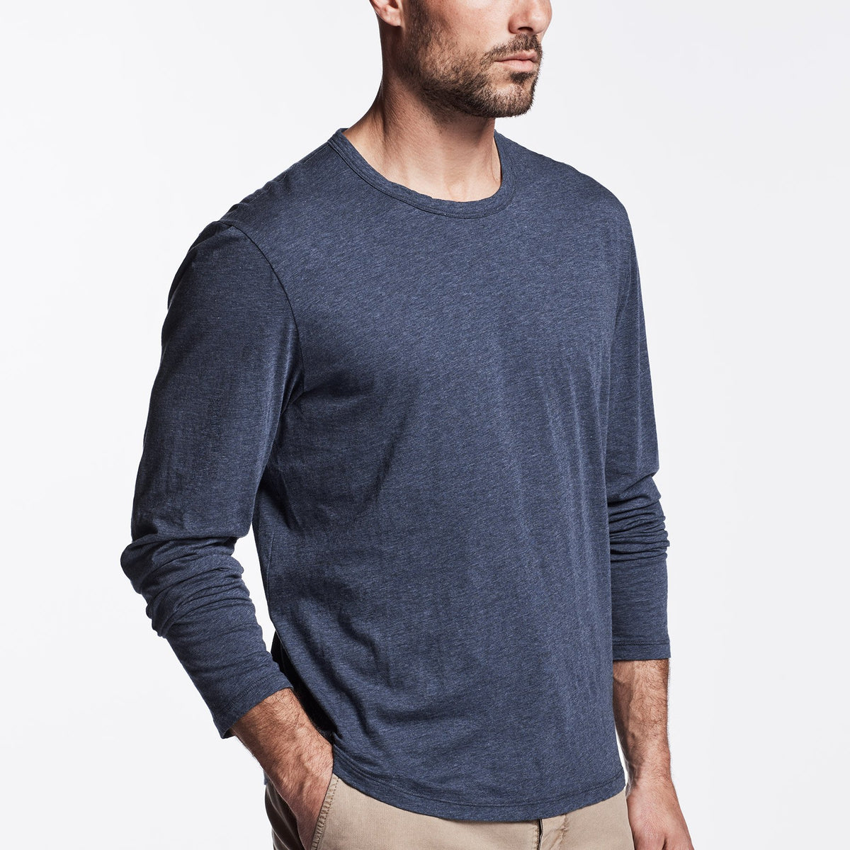 Luxe Lotus Jersey Crew - Heather Indigo