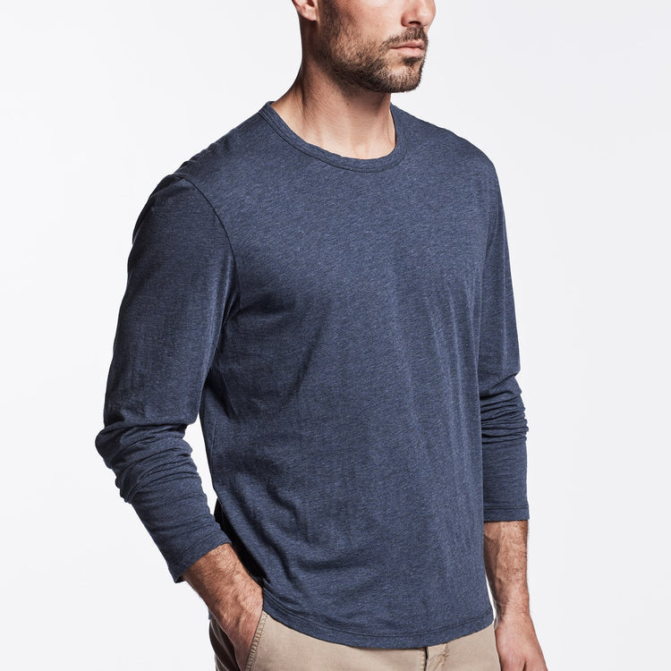 Luxe Lotus Jersey Crew - Heather Indigo