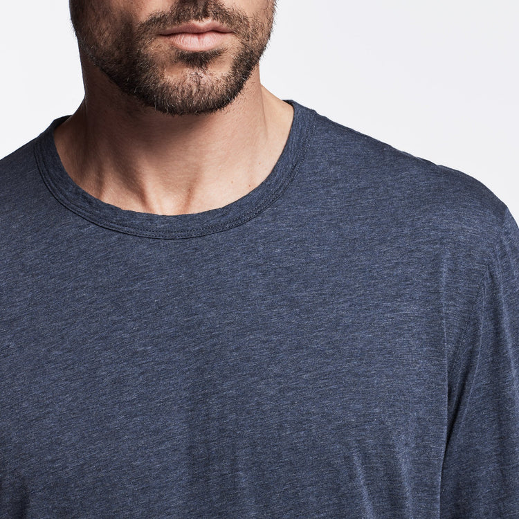 Luxe Lotus Jersey Crew - Heather Indigo
