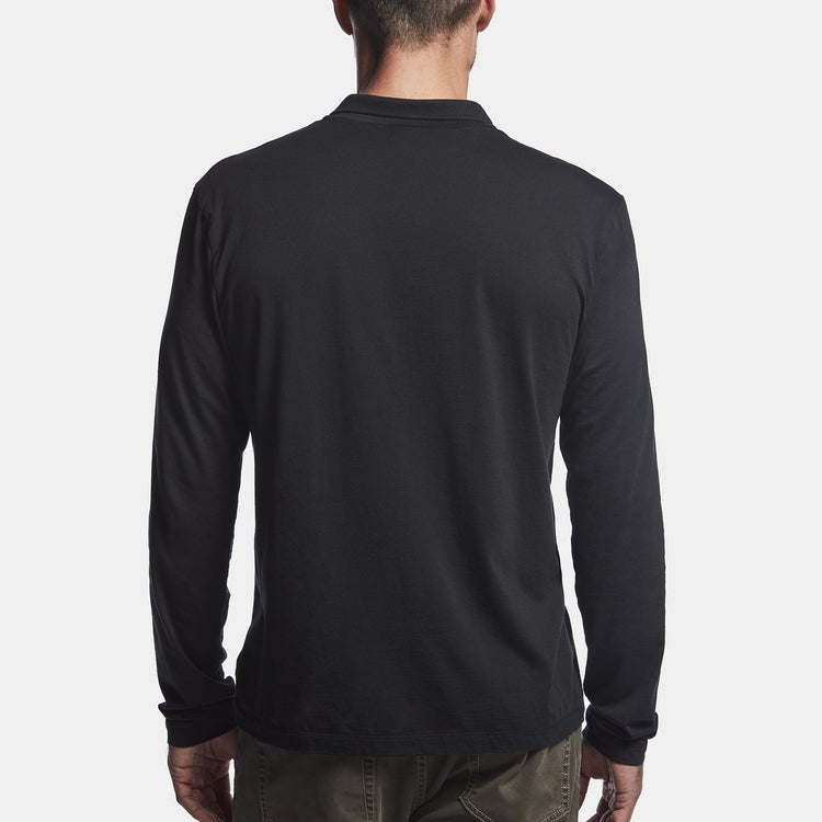 Luxe Lotus Jersey Polo - Black