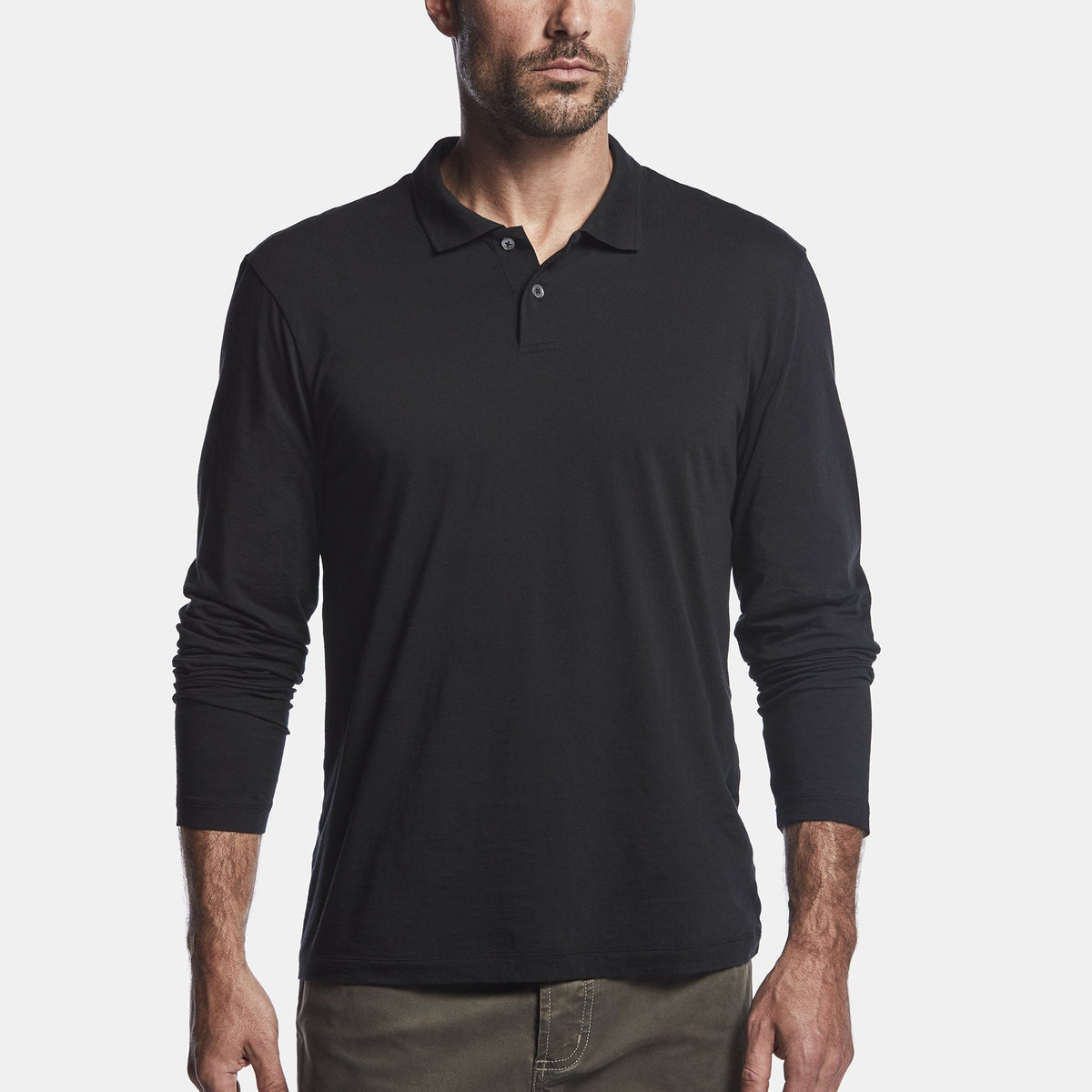 Luxe Lotus Jersey Polo - Black