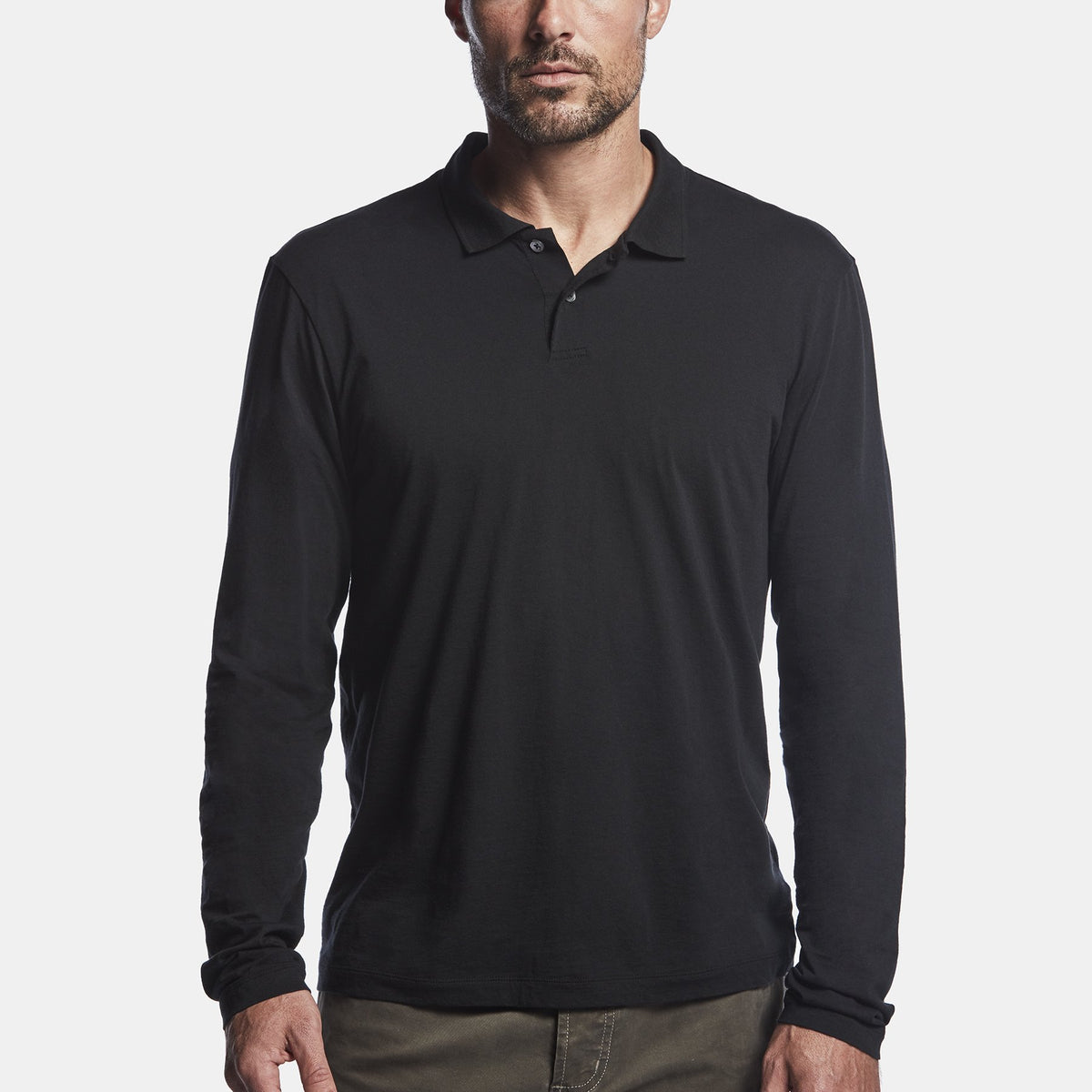 Luxe Lotus Jersey Polo - Black