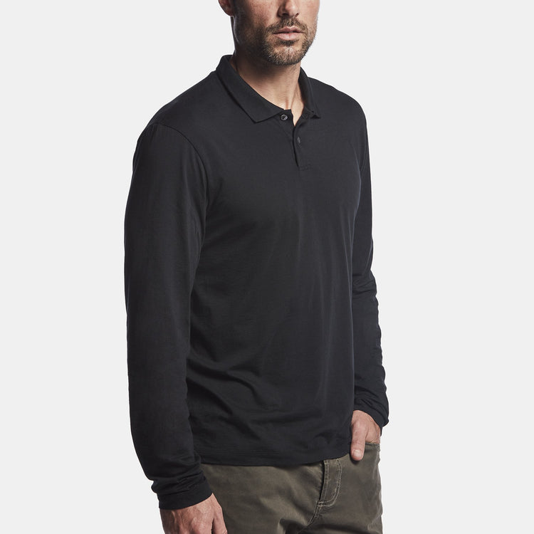 Luxe Lotus Jersey Polo - Black