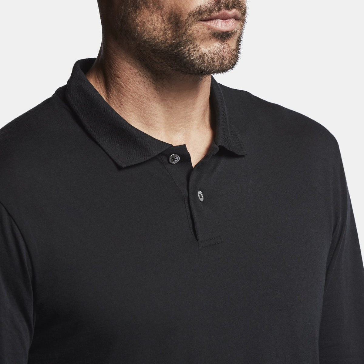 Luxe Lotus Jersey Polo - Black