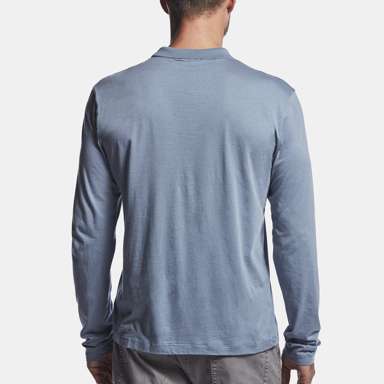 Luxe Lotus Jersey Polo - Cornflower