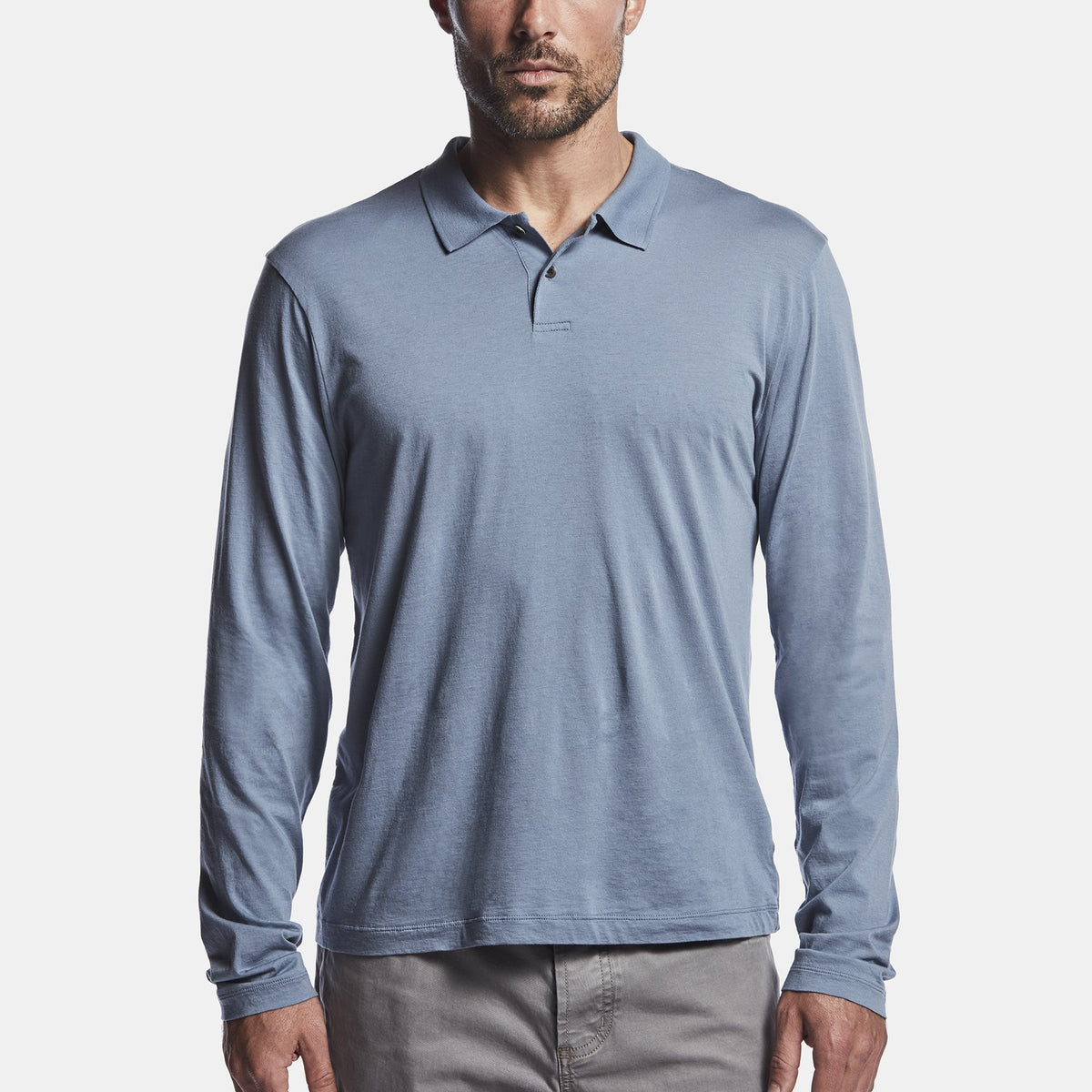Luxe Lotus Jersey Polo - Cornflower