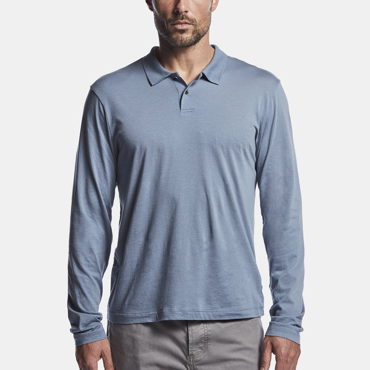 Luxe Lotus Jersey Polo - Cornflower