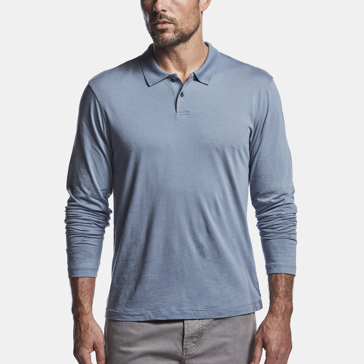 Luxe Lotus Jersey Polo - Cornflower