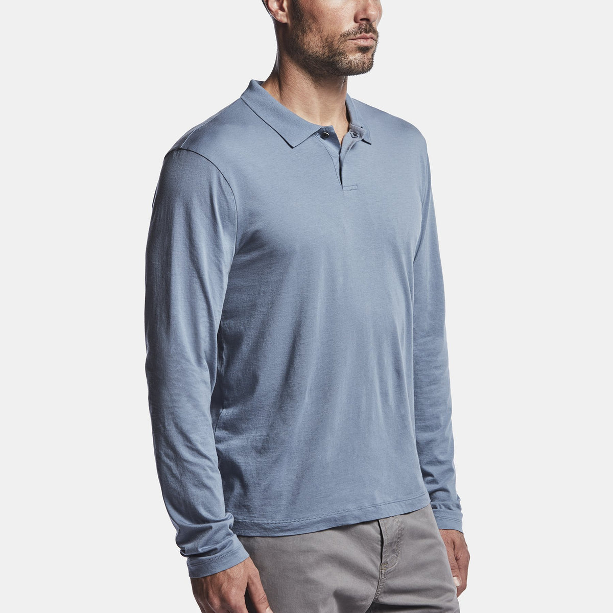 Luxe Lotus Jersey Polo - Cornflower
