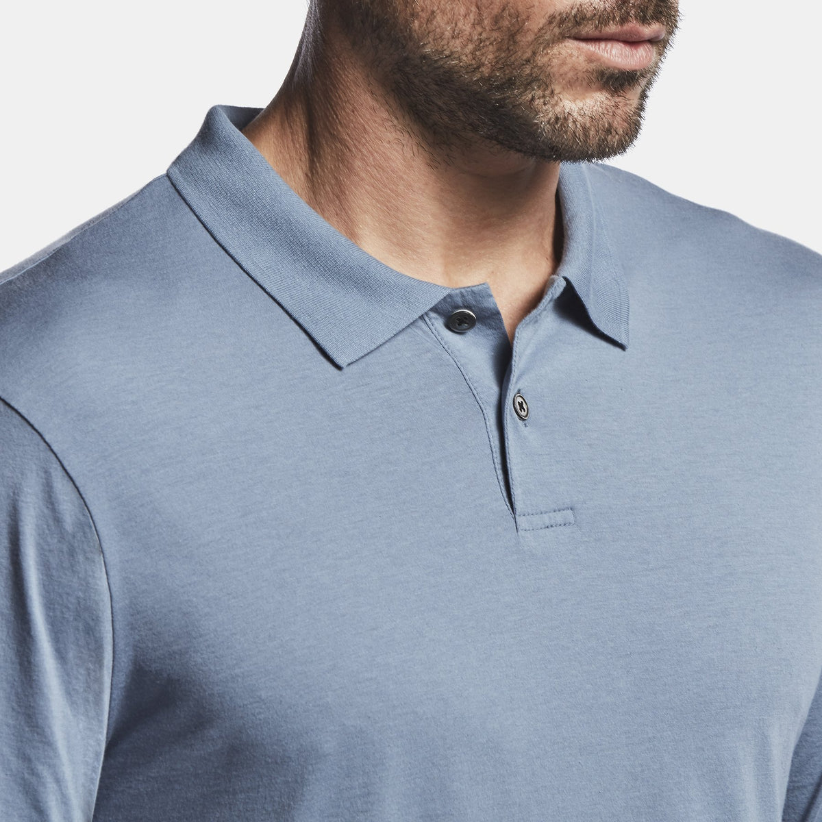 Luxe Lotus Jersey Polo - Cornflower