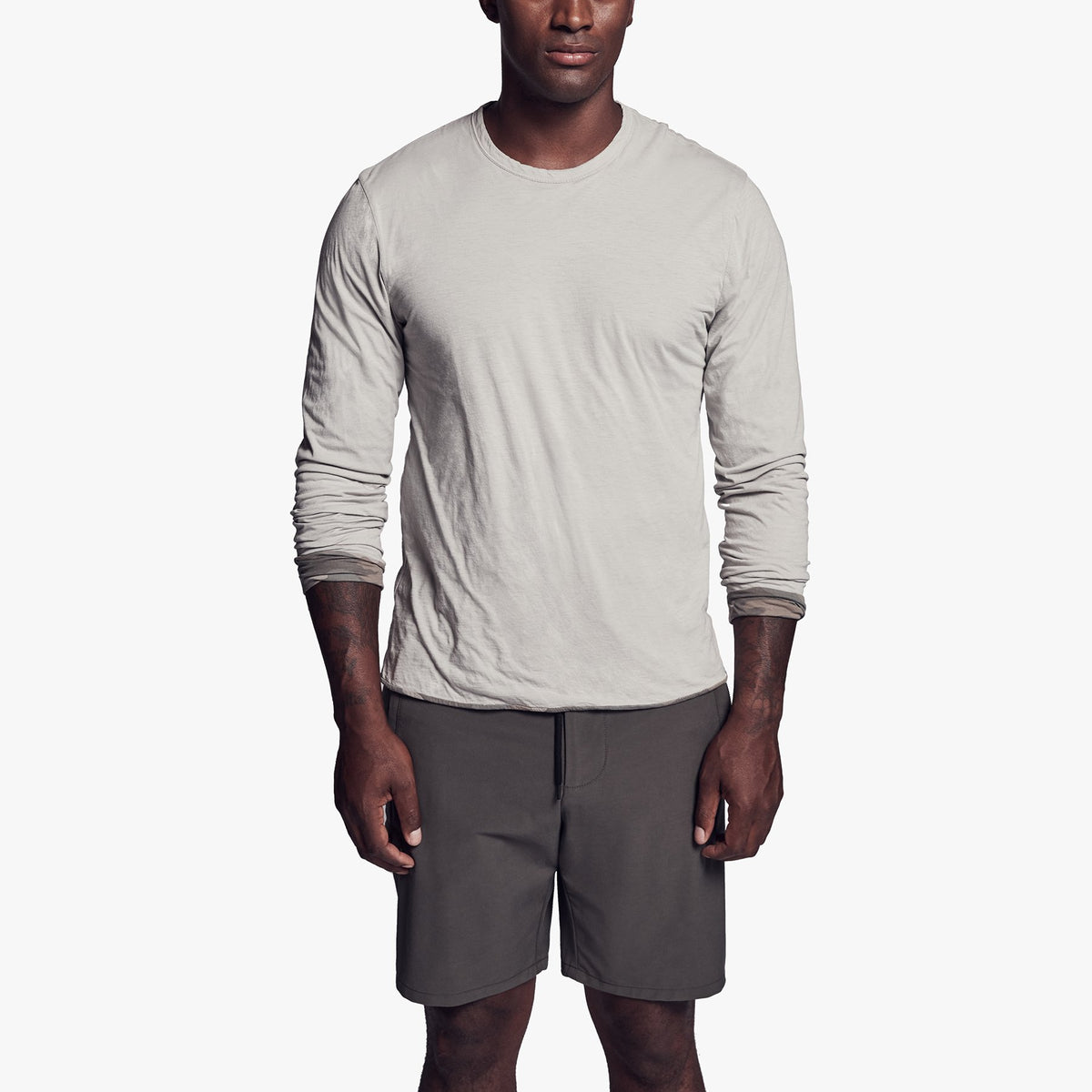 Double Layer Camo Lined Crew - Silver Grey/Silver Grey Camo