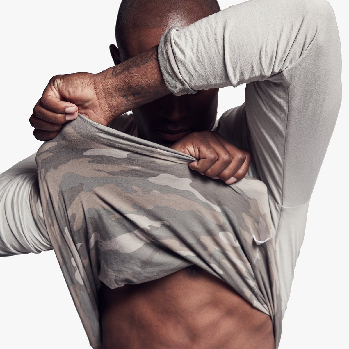 Double Layer Camo Lined Crew - Silver Grey/Silver Grey Camo