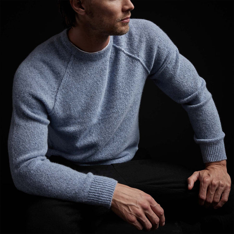 Men's Mid Gauge Cashmere Sweatshirt Gift Set in Atlantic/Black | James Perse Los Angeles