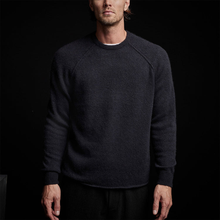 Men's Mid Gauge Cashmere Sweatshirt Gift Set in Atlantic/Black | James Perse Los Angeles
