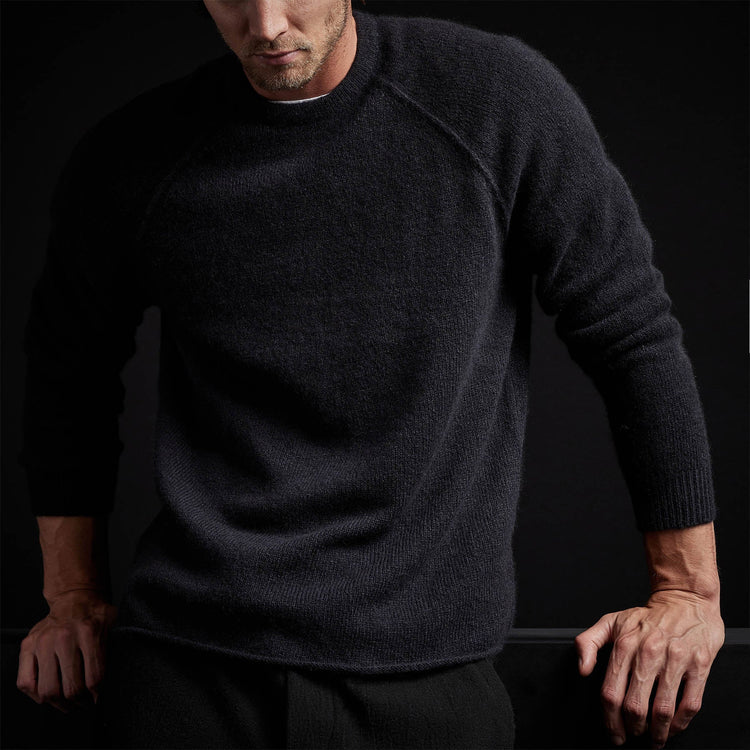 Men's Mid Gauge Cashmere Sweatshirt Gift Set in Atlantic/Black | James Perse Los Angeles