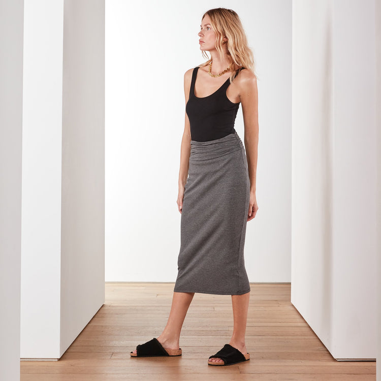 Technical Jersey Ribbed Skirt - Carbon